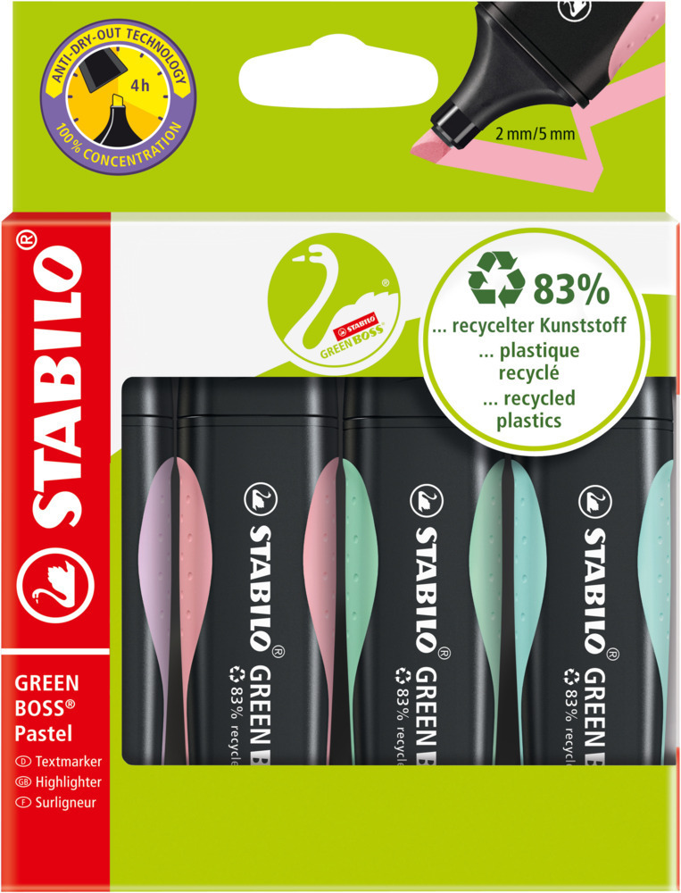 Cover: 4006381564229 | Umweltfreundlicher Textmarker - STABILO GREEN BOSS Pastel - 4er...