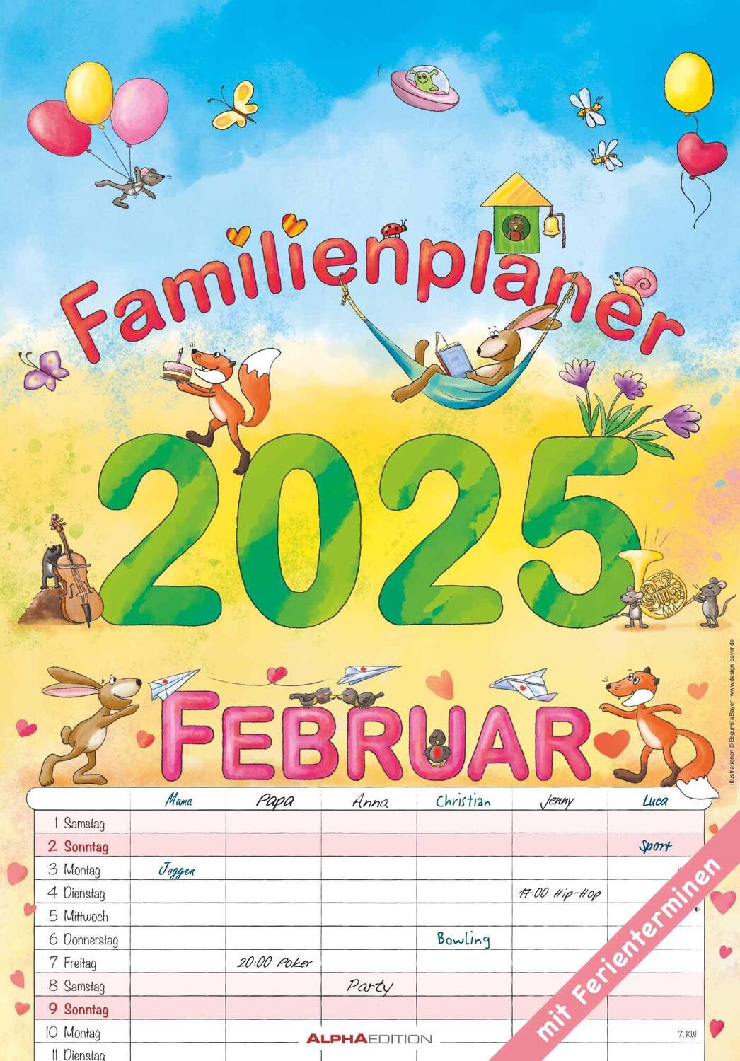 Cover: 4251732341046 | Familienplaner Cartoon 2025 - Bildkalender 23,7x34 cm - 6 Spalten -...