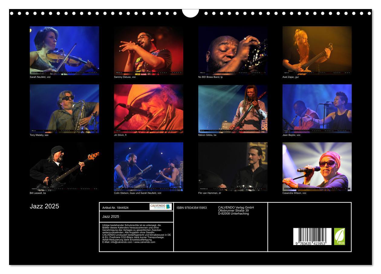 Bild: 9783435415953 | Jazz 2025 (Wandkalender 2025 DIN A3 quer), CALVENDO Monatskalender