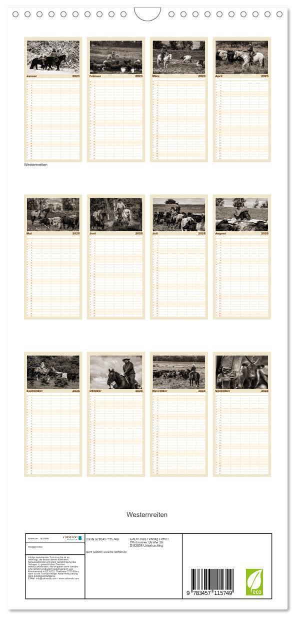 Bild: 9783457115749 | Familienplaner 2025 - Westernreiten mit 5 Spalten (Wandkalender, 21...