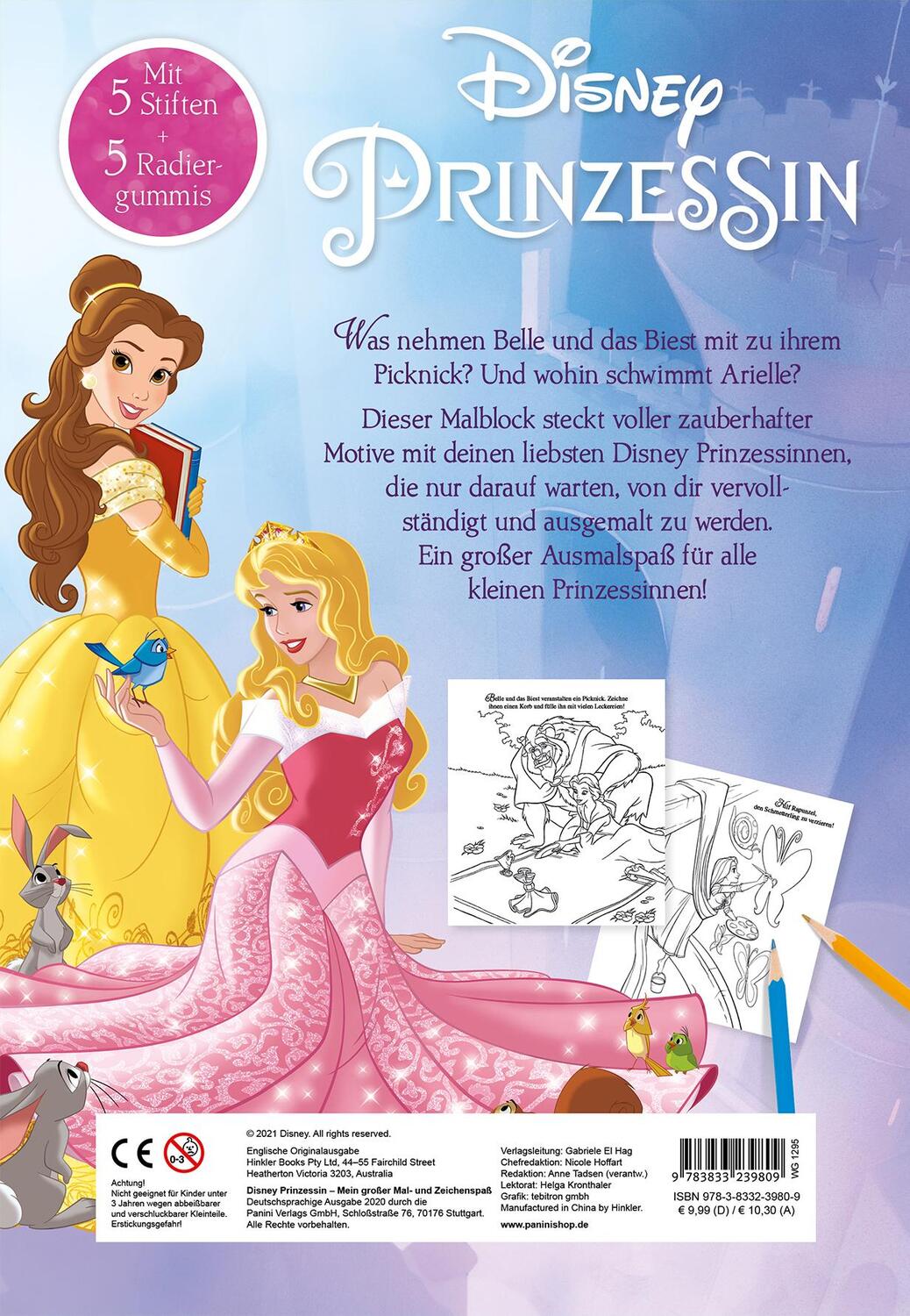 Rückseite: 9783833239809 | Disney Prinzessin: Mein großer Mal- und Zeichenspaß | Taschenbuch