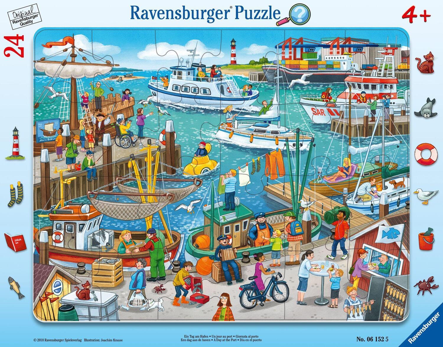 Cover: 4005556061525 | Ein Tag am Hafen 24 Teile Rahmenpuzzle | Spiel | Deutsch | 2018
