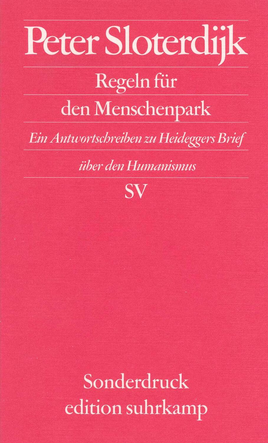 Cover: 9783518065822 | Regeln für den Menschenpark | Peter Sloterdijk | Taschenbuch | Deutsch