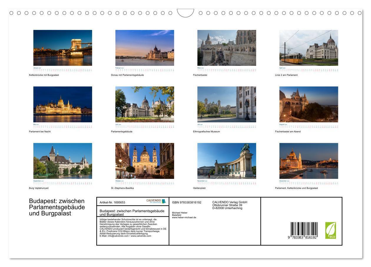 Bild: 9783383816192 | Budapest: zwischen Parlamentsgebäude und Burgpalast (Wandkalender...