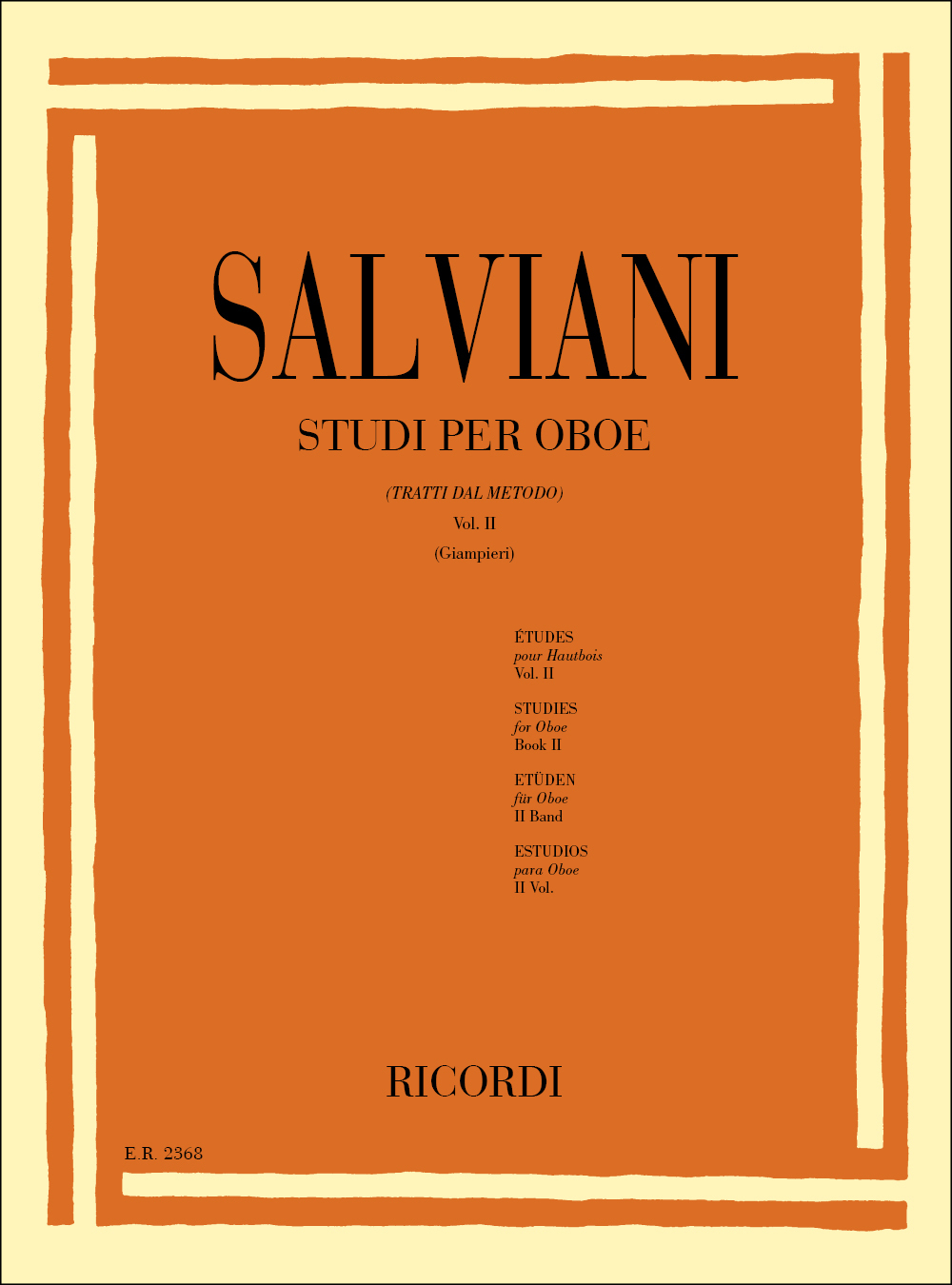 Cover: 9790041823683 | Studi Per Oboe (Tratti Dal Metodo) Vol. II | Volume II | Ricordi