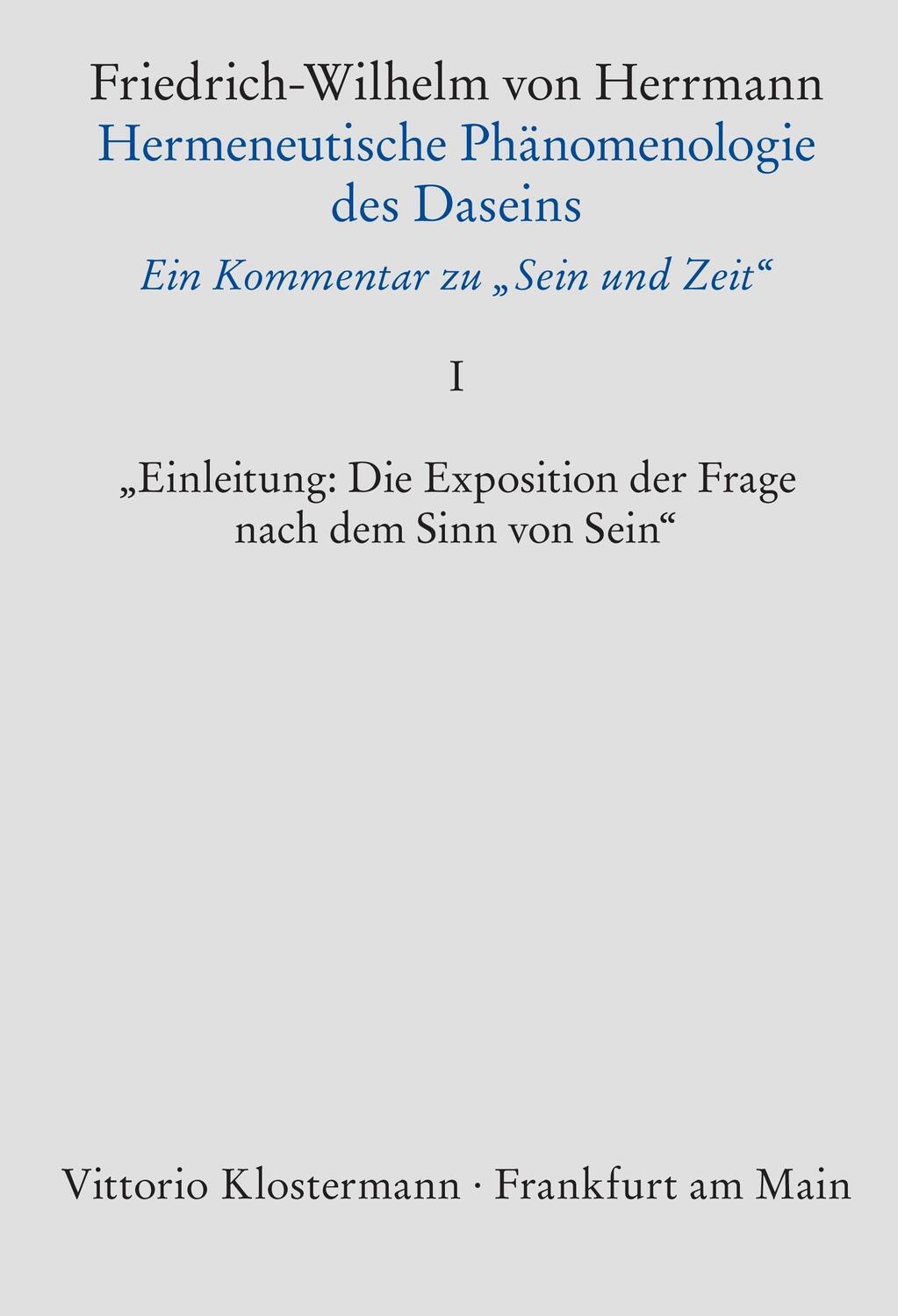 Cover: 9783465039495 | Hermeneutische Phänomenologie des Daseins | Herrmann | Taschenbuch