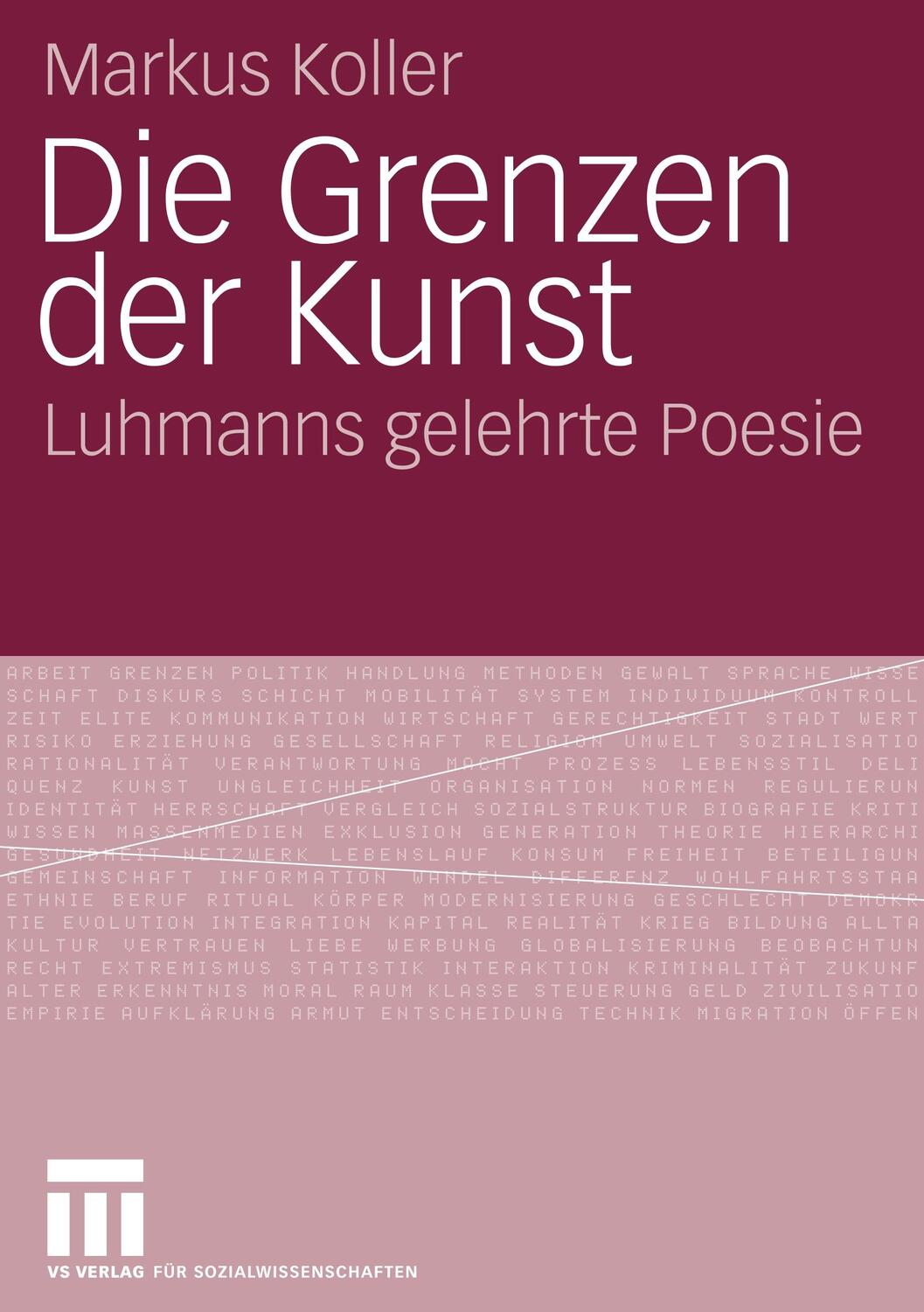 Cover: 9783531154497 | Die Grenzen der Kunst | Luhmanns gelehrte Poesie | Markus Koller | VII