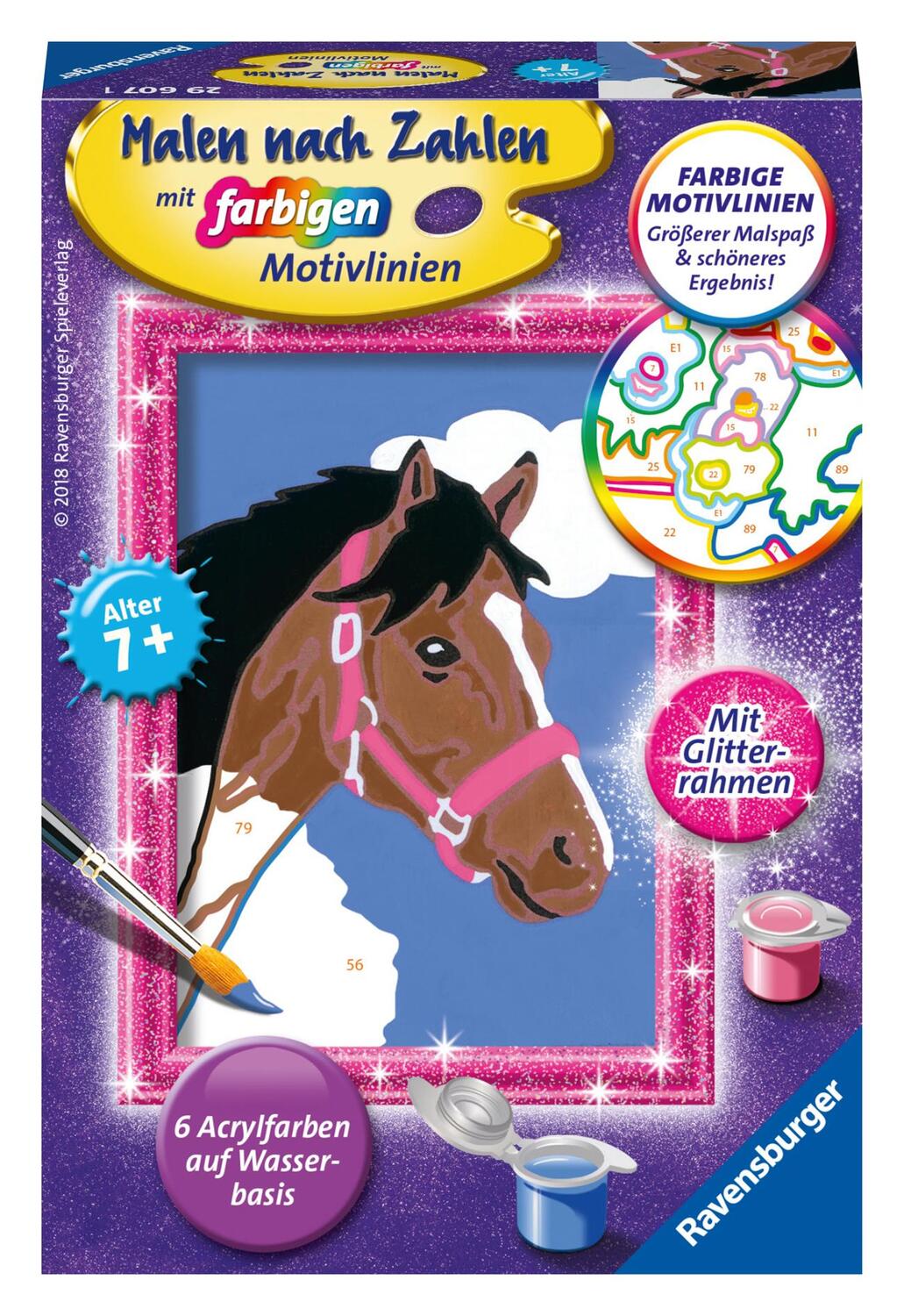 Cover: 4005556296071 | Pferd Malen nach Zahlen Serie F | Mit Glitter-Rahmen | Spiel | Deutsch