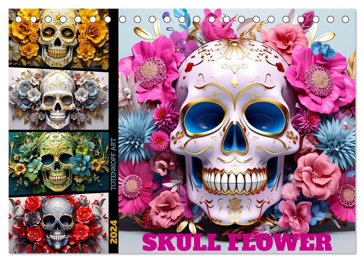 Cover: 9783383678578 | Skull Flower - Totenkopf ART (Tischkalender 2024 DIN A5 quer),...