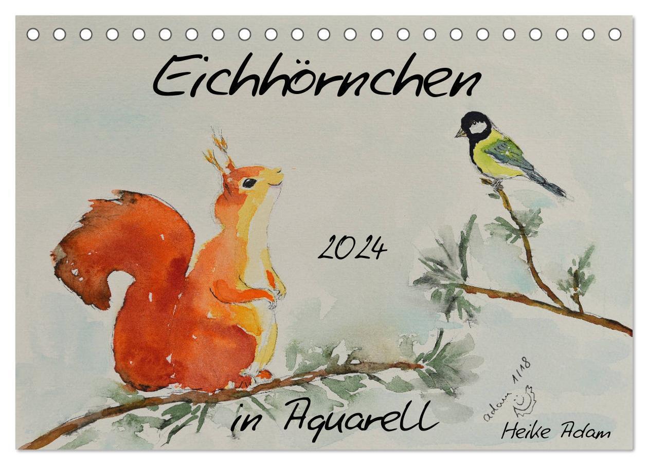 Cover: 9783383197963 | Eichhörnchen in Aquarell (Tischkalender 2024 DIN A5 quer), CALVENDO...
