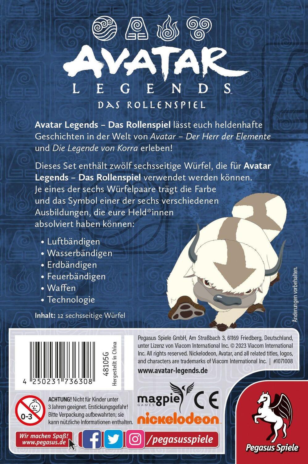 Bild: 4250231736308 | Avatar Legends - Das Rollenspiel: Würfelset | Spiel | 48105G | Deutsch