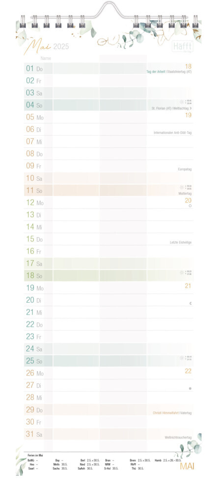 Bild: 4029357087126 | Planer für Zwei kompakt 2025 Wand-Kalender [Blattgold] | Reiter | 2025