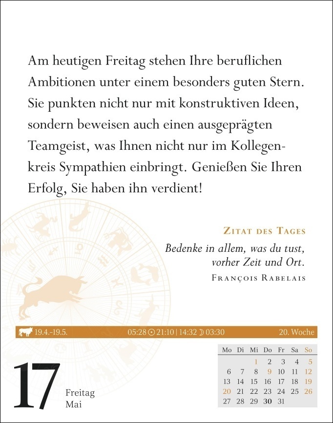 Bild: 9783840031342 | Stier Sternzeichenkalender 2024: Tagesabreißkalender. Tischkalender...