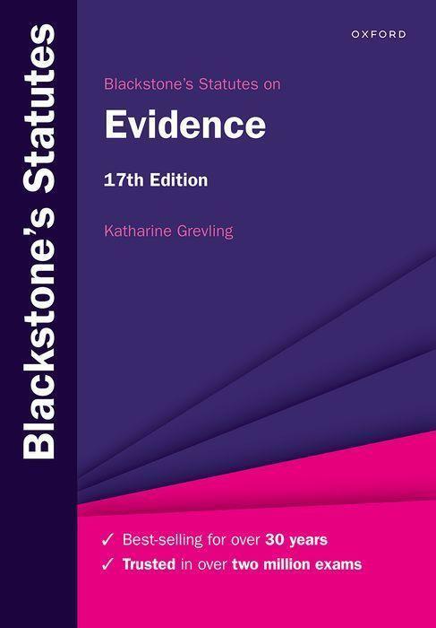 Cover: 9780192858580 | Blackstone's Statutes on Evidence | Katharine Grevling | Taschenbuch