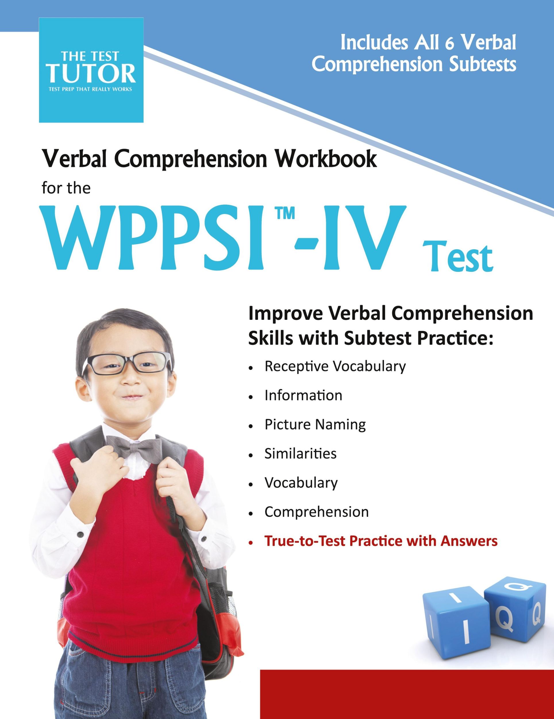 Cover: 9780998052304 | Verbal Comprehension Workbook for the WPPSI-IV Test | Publishing