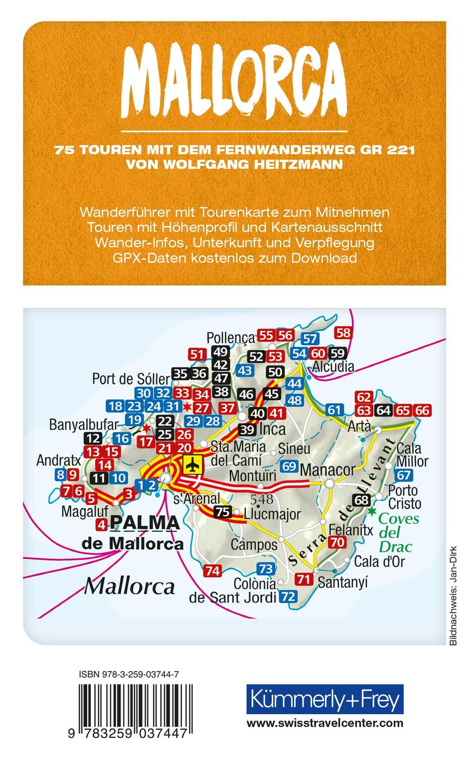 Rückseite: 9783259037447 | Mallorca Wanderführer | Mit 75 Touren und Outdoor App | Heitzmann