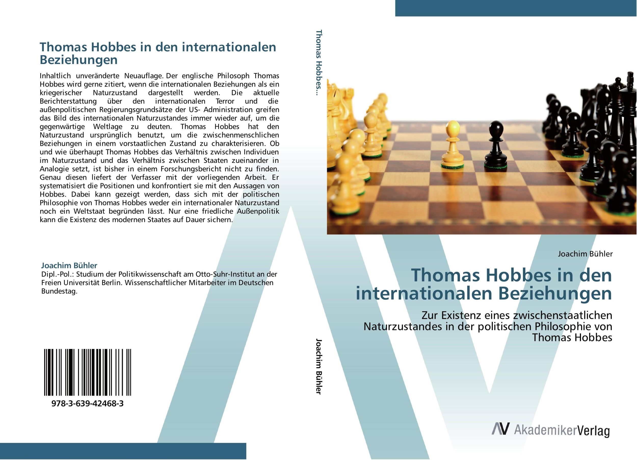 Cover: 9783639424683 | Thomas Hobbes in den internationalen Beziehungen | Joachim Bühler