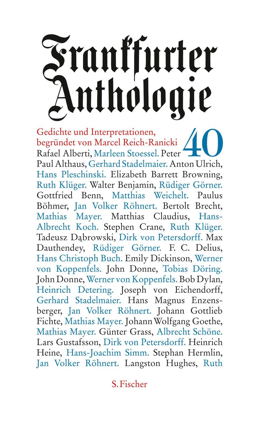 Cover: 9783103972689 | Frankfurter Anthologie 40 | Hubert Spiegel | Buch | Deutsch | 2017
