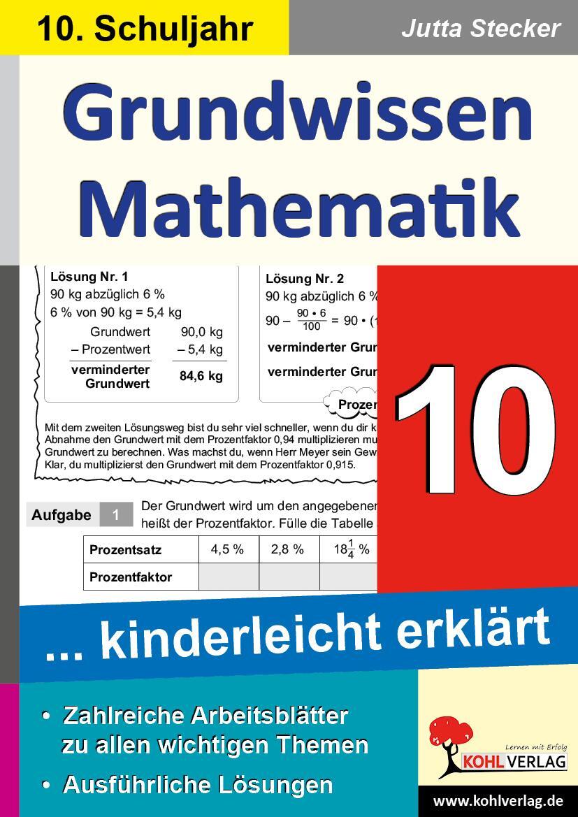 Cover: 9783966242370 | Grundwissen Mathematik / Klasse 10 | Jutta Stecker | Taschenbuch