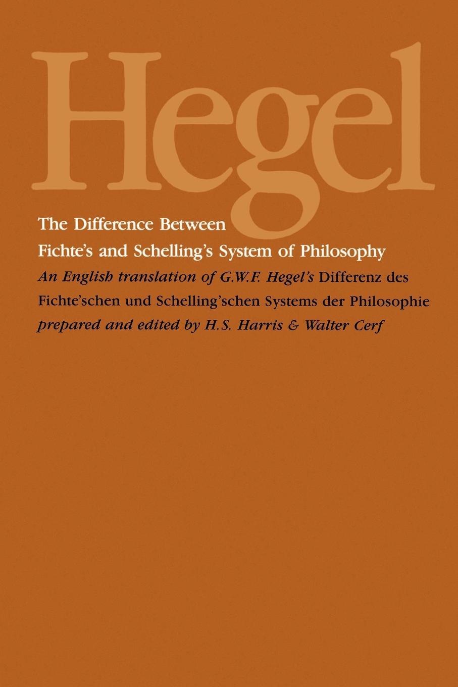 Cover: 9780887068270 | The Difference Between Fichte's and Schelling's System of Philosophy
