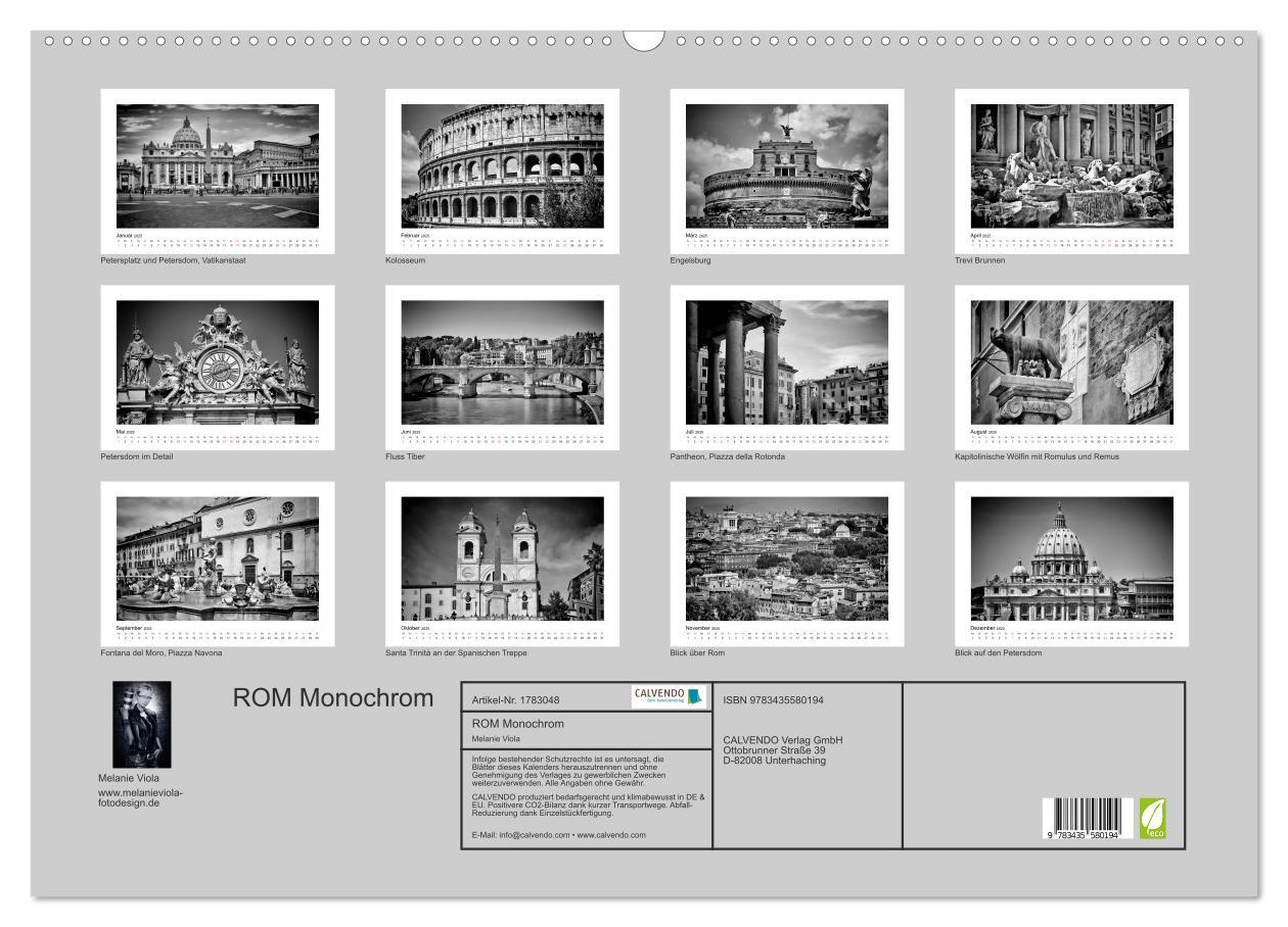 Bild: 9783435580194 | ROM Monochrom (Wandkalender 2025 DIN A2 quer), CALVENDO Monatskalender