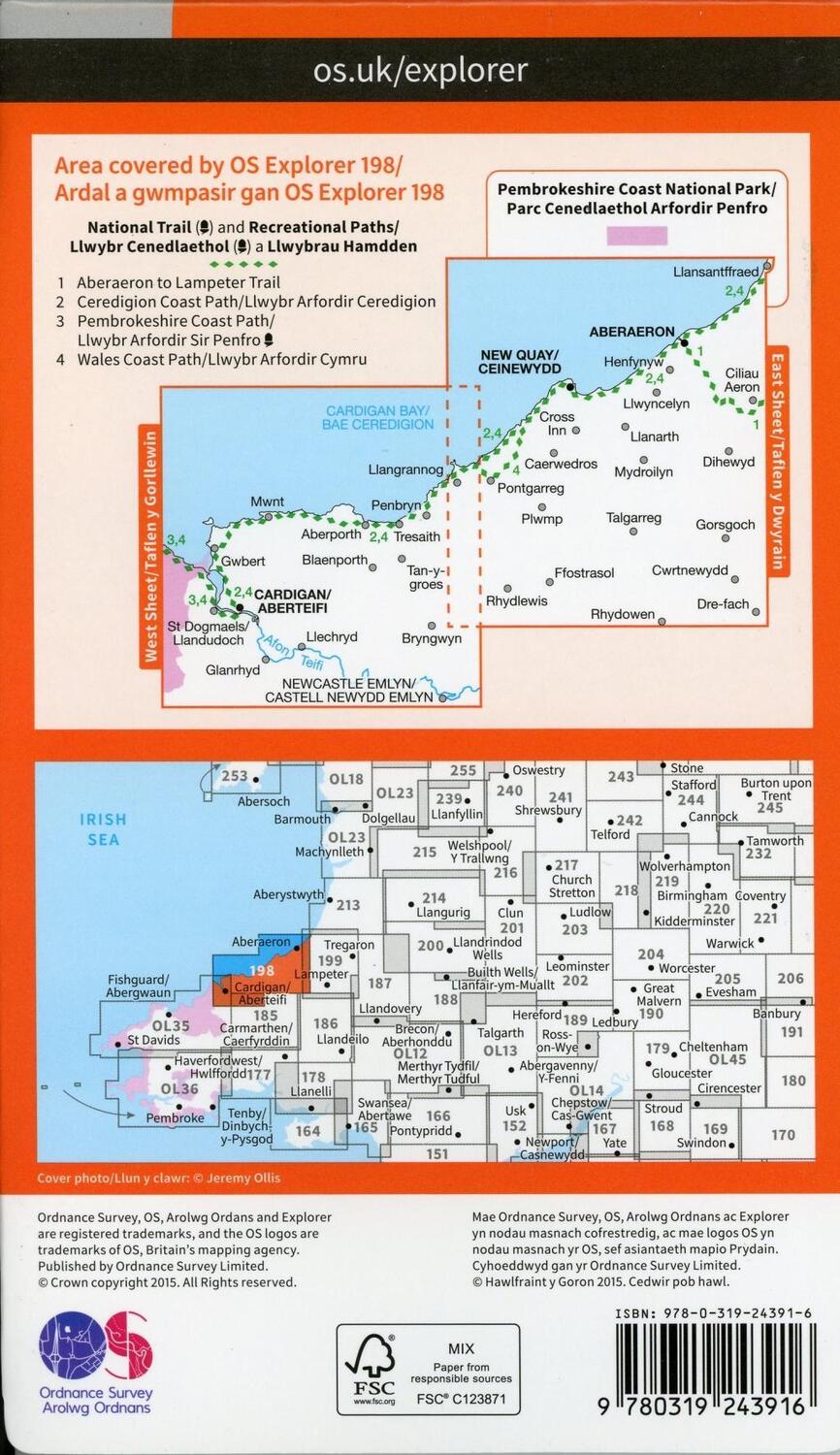 Bild: 9780319243916 | Cardigan and New Quay, Aberaeron | Ordnance Survey | (Land-)Karte