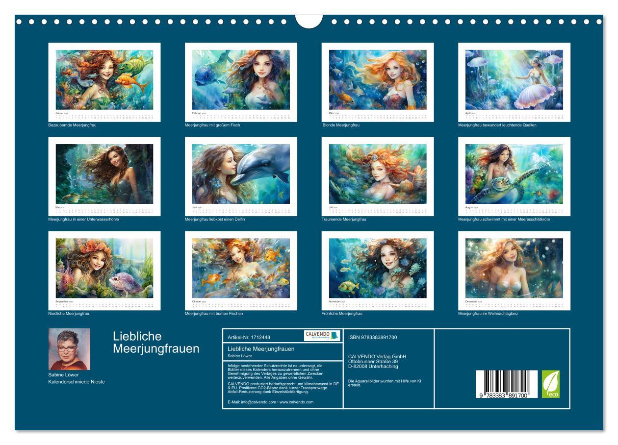 Bild: 9783383891700 | Liebliche Meerjungfrauen (Wandkalender 2025 DIN A3 quer), CALVENDO...