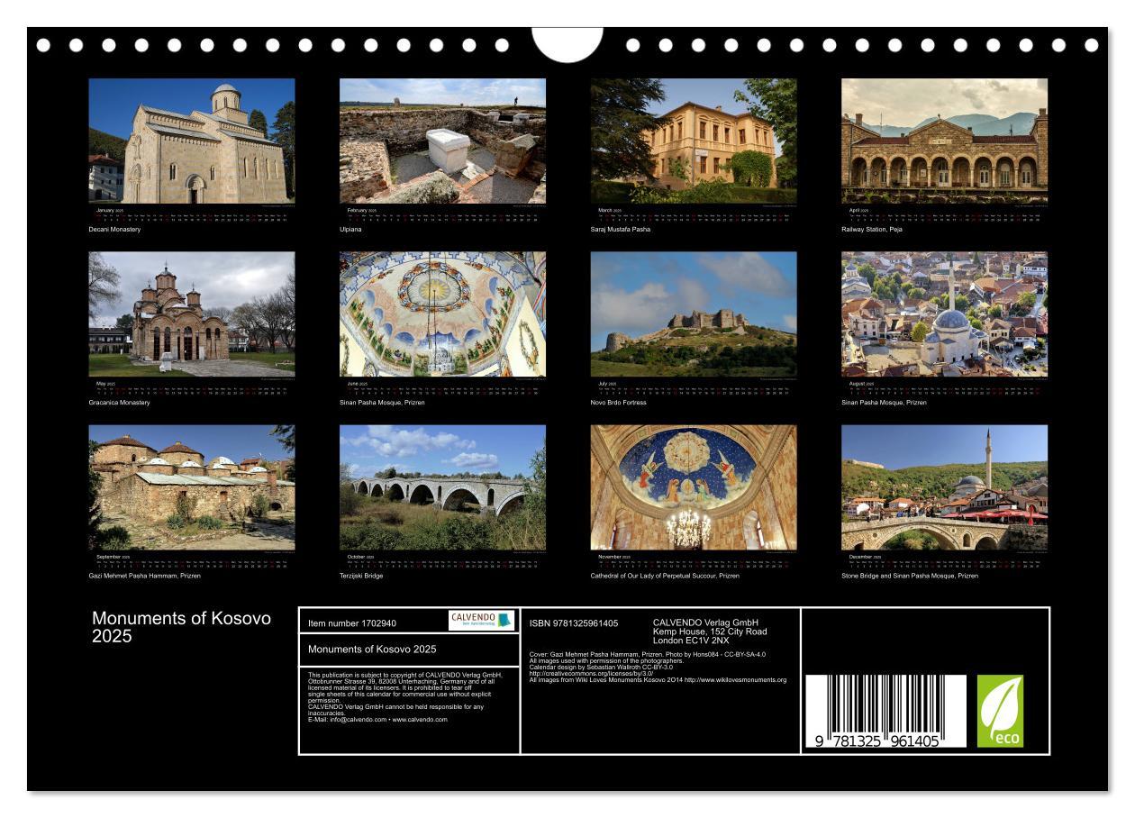 Bild: 9781325961405 | Monuments of Kosovo 2025 (Wall Calendar 2025 DIN A4 landscape),...