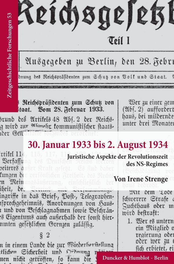 Cover: 9783428180486 | 30. Januar 1933 bis 2. August 1934. | Irene Strenge | Taschenbuch