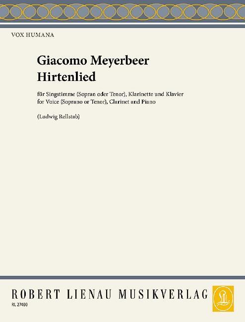 Cover: 9790011274002 | Hirtenlied | Giacomo Meyerbeer | Broschüre | Vox Humana | 16 S. | 1995