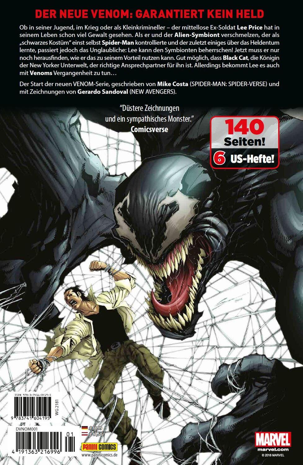 Rückseite: 9783741604195 | Venom | Bd. 1: Finstere Rückkehr | Mike Costa | Taschenbuch | 136 S.