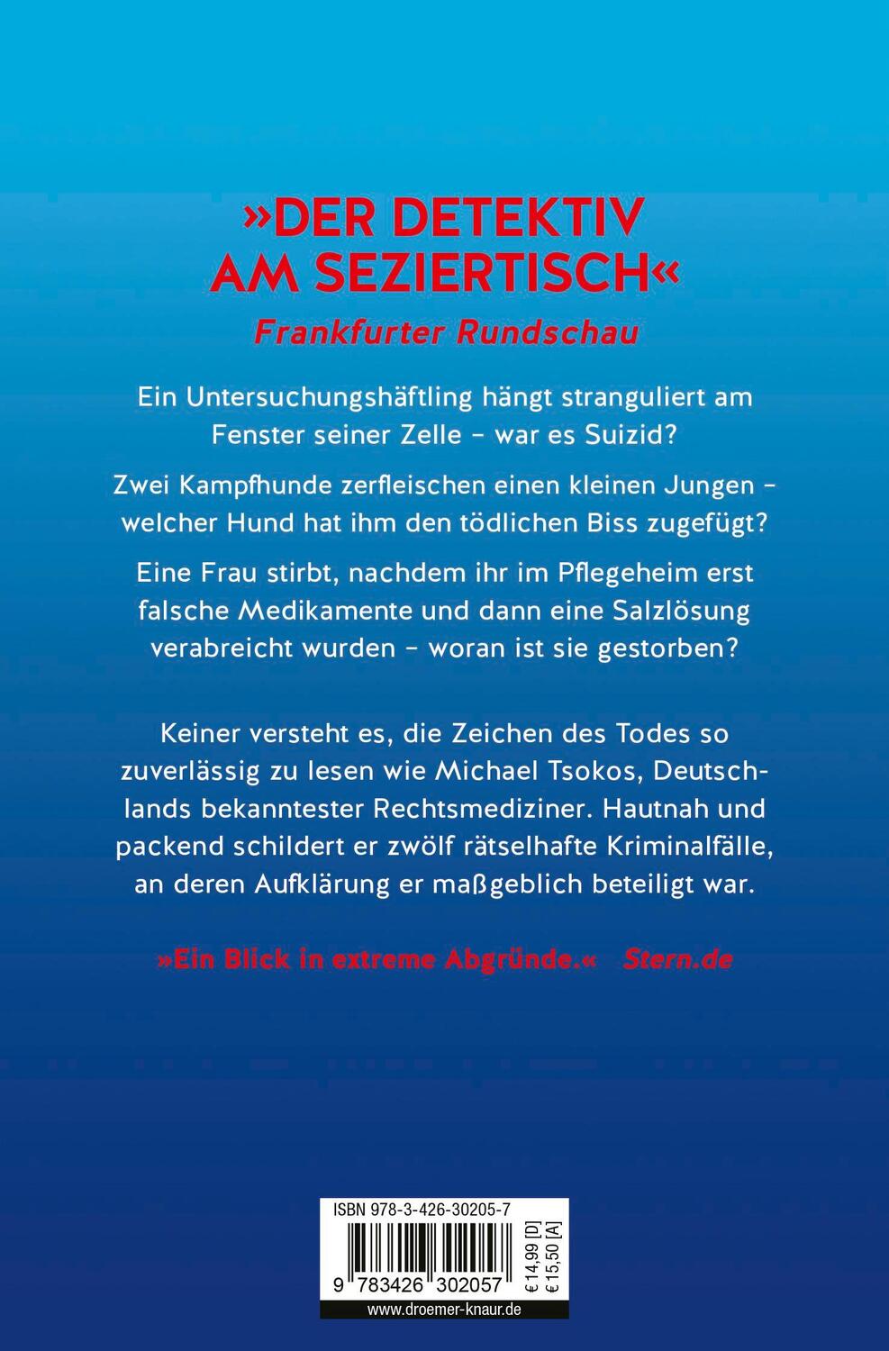 Rückseite: 9783426302057 | Die Zeichen des Todes | Michael Tsokos | Taschenbuch | 352 S. | 2019