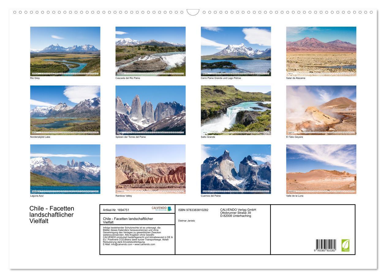 Bild: 9783383810282 | Chile - Facetten landschaftlicher Vielfalt (Wandkalender 2025 DIN...