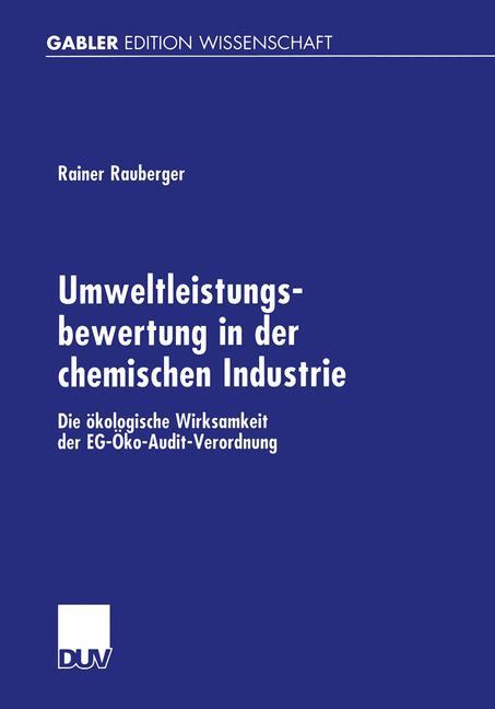 Cover: 9783824475438 | Umweltleistungsbewertung in der chemischen Industrie | Rauberger | xxx