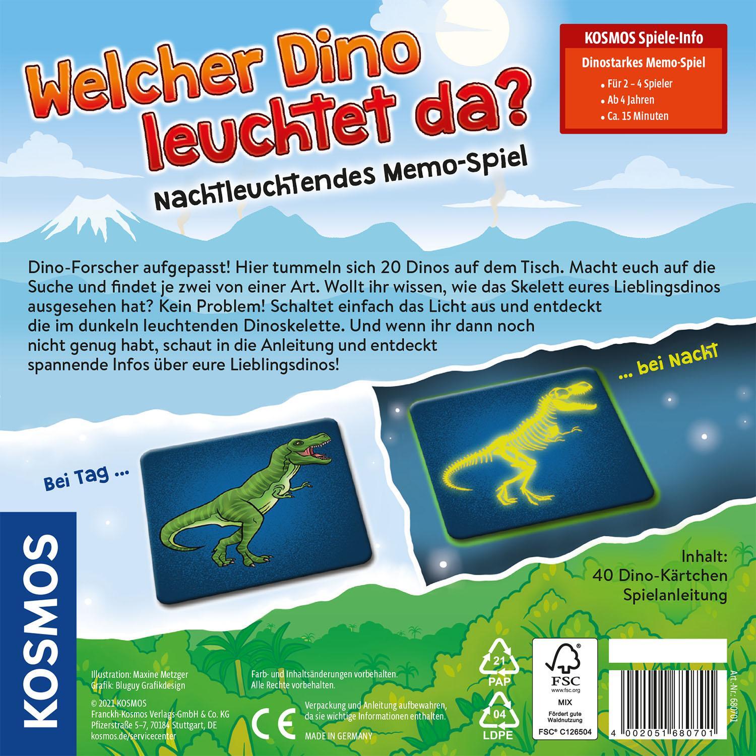 Rückseite: 4002051680701 | Welcher Dino leuchtet da? | Kinderspiel | Spiel | Deutsch | 2021