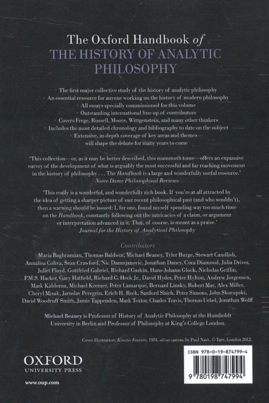 Rückseite: 9780198747994 | The Oxford Handbook of The History of Analytic Philosophy | Beaney