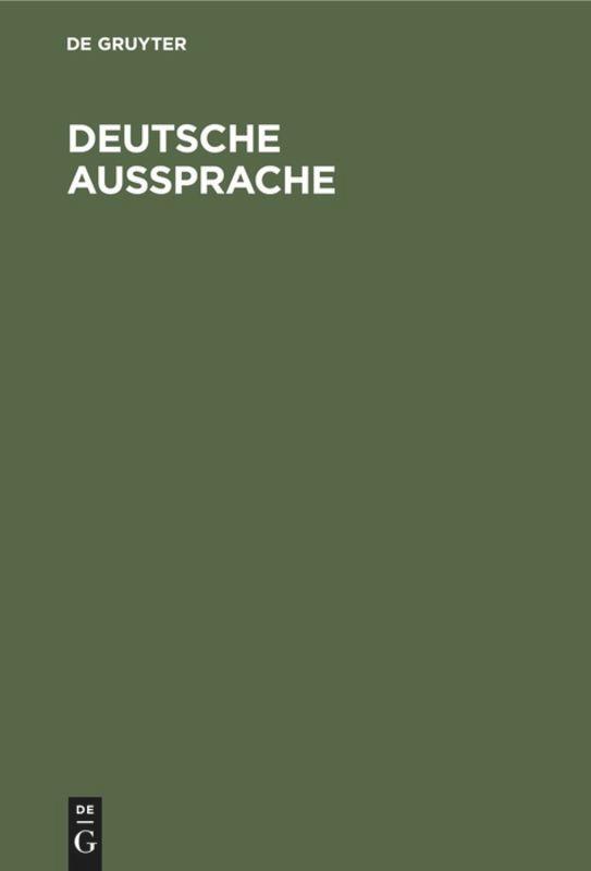 Cover: 9783110003253 | Deutsche Aussprache | Degruyter | Buch | HC runder Rücken kaschiert