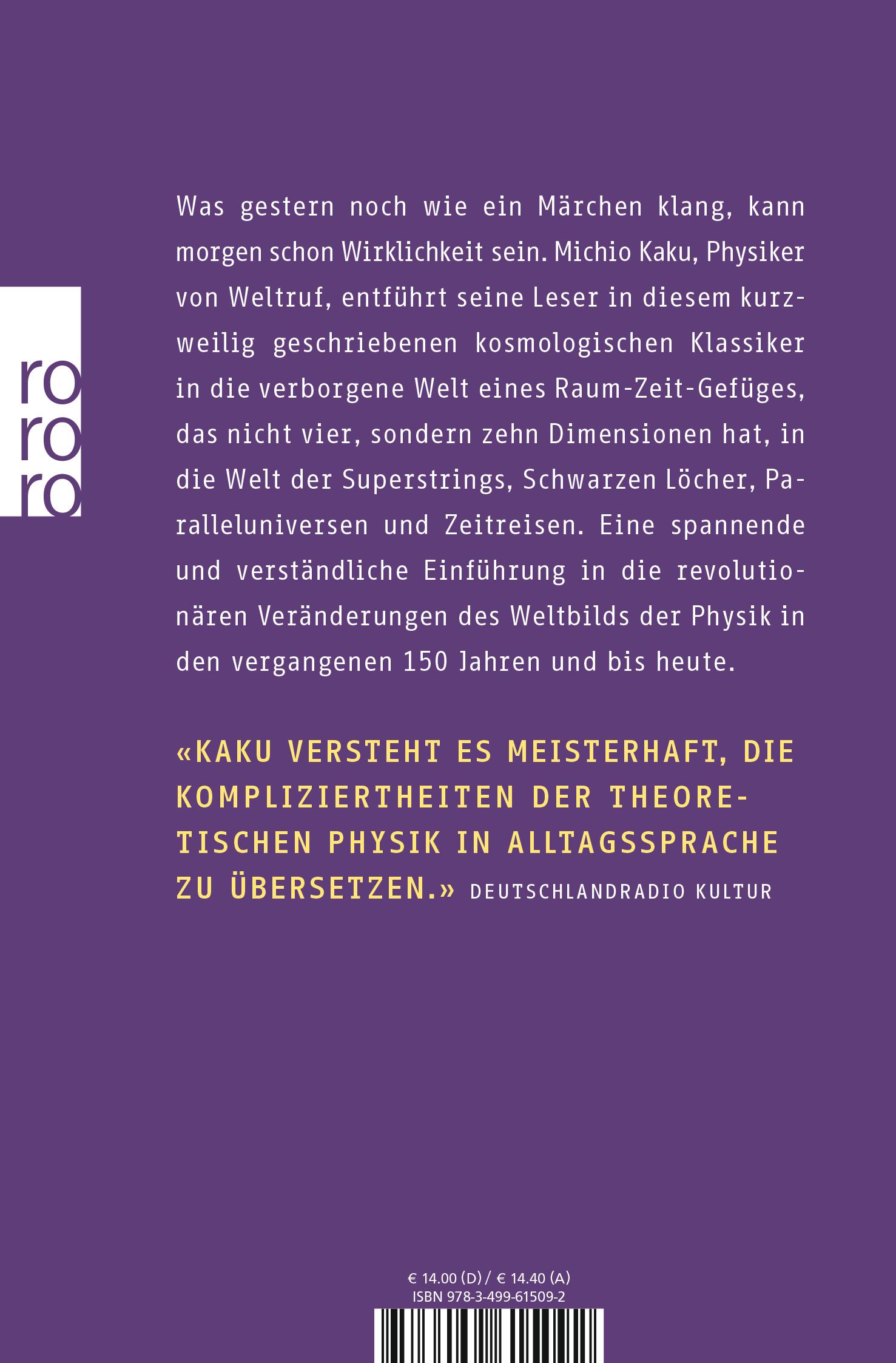 Rückseite: 9783499615092 | Die Physik der unsichtbaren Dimensionen | Michio Kaku | Taschenbuch