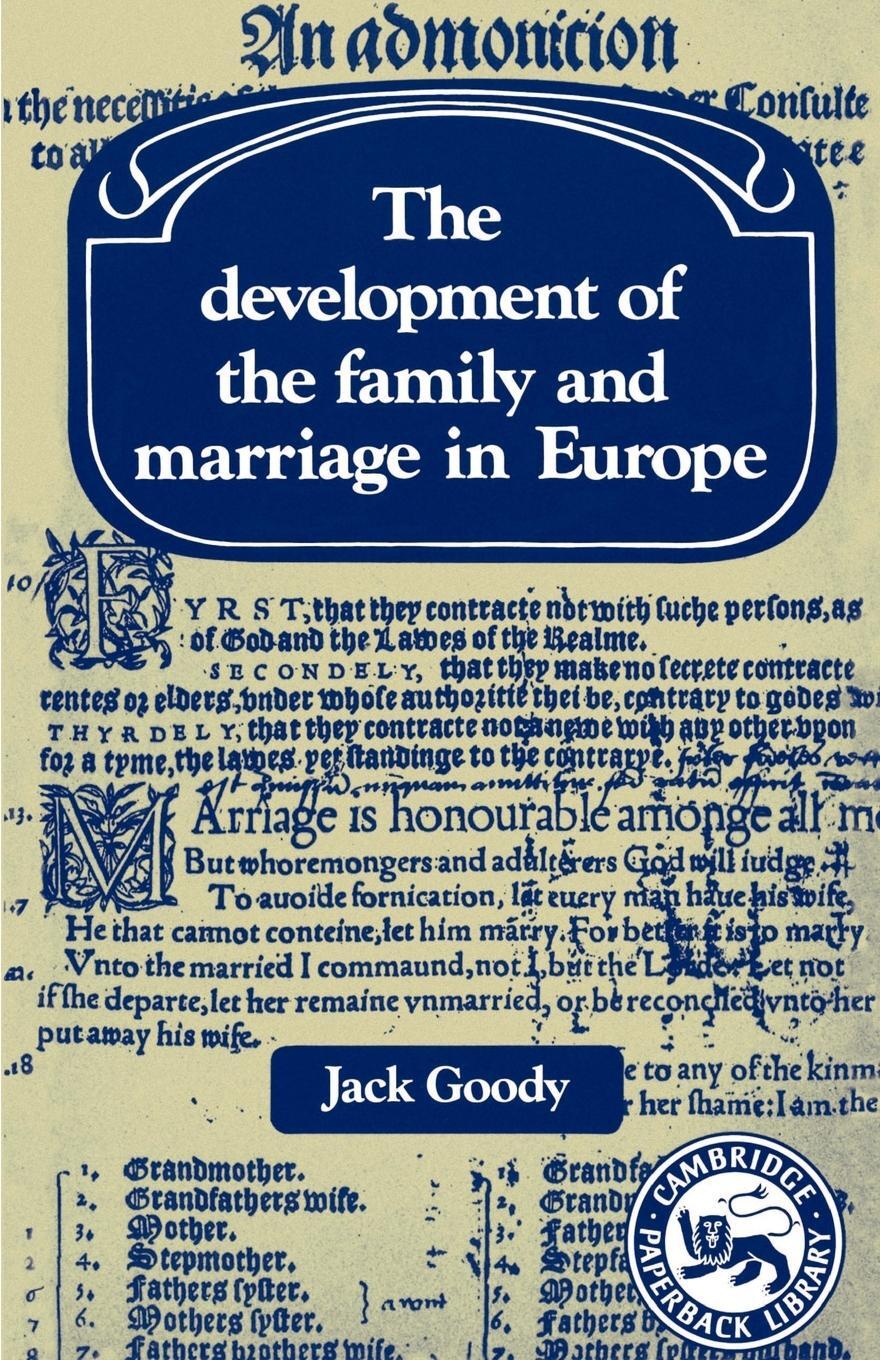 Cover: 9780521289252 | Development of the Family and Marriage in Europe | Jack Goody | Buch