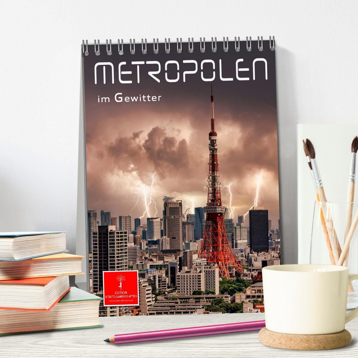 Bild: 9783435884933 | Metropolen im Gewitter (Tischkalender 2025 DIN A5 hoch), CALVENDO...