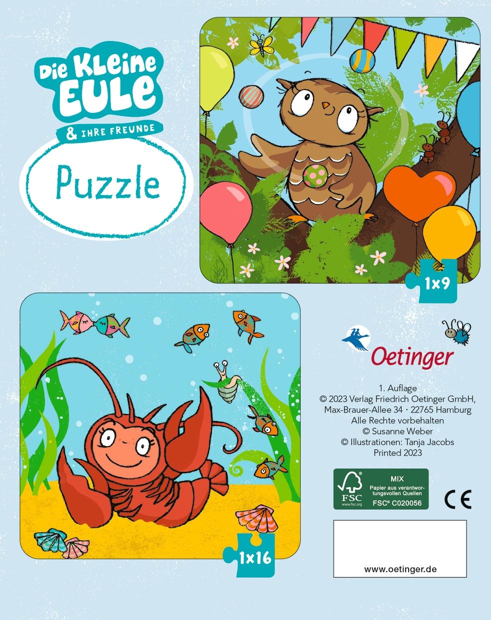 Rückseite: 4260512185725 | Die kleine Eule. Puzzle | 2 Puzzle (9 und 16 Teile) | Susanne Weber