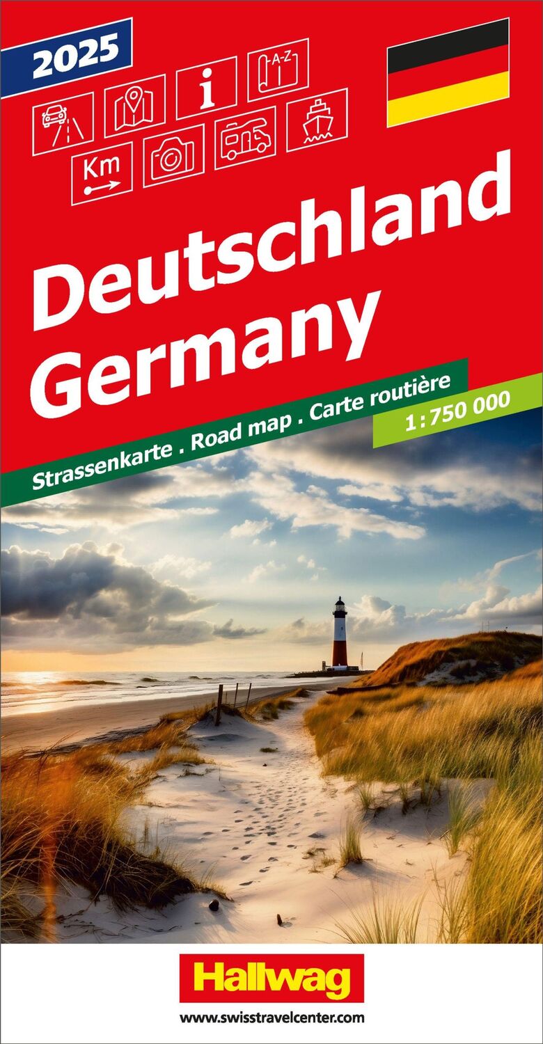 Cover: 9783828330030 | Hallwag Strassenkarte Deutschland 2025 1:750.000 | (Land-)Karte | 2024