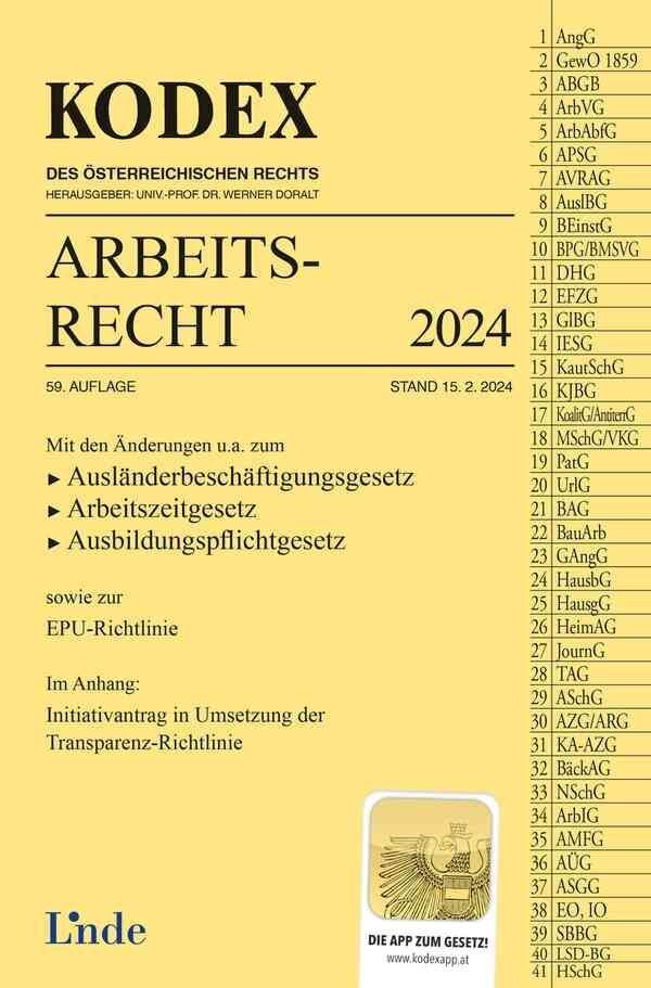 Cover: 9783707349474 | KODEX Arbeitsrecht 2024 | Edda Stech (u. a.) | Taschenbuch | 1172 S.
