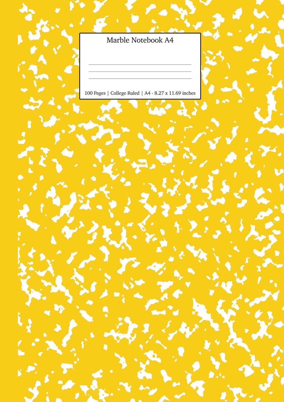 Cover: 9781989790519 | Marble Notebook A4 | Yellow Marble College Ruled Journal | Press