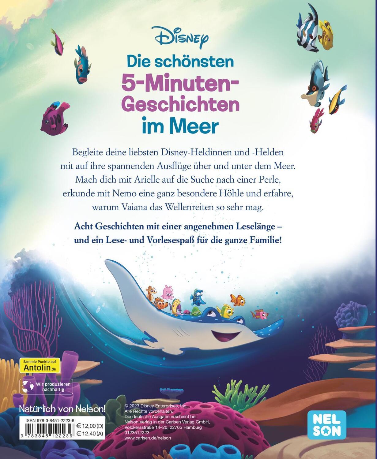 Rückseite: 9783845122236 | Disney: Die schönsten 5-Minuten-Geschichten: Im Meer | Buch | Deutsch