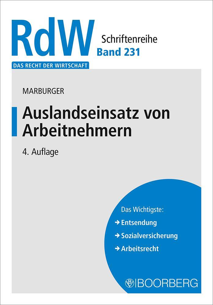 Cover: 9783415070325 | Auslandseinsatz von Arbeitnehmern | Dietmar Marburger | Taschenbuch
