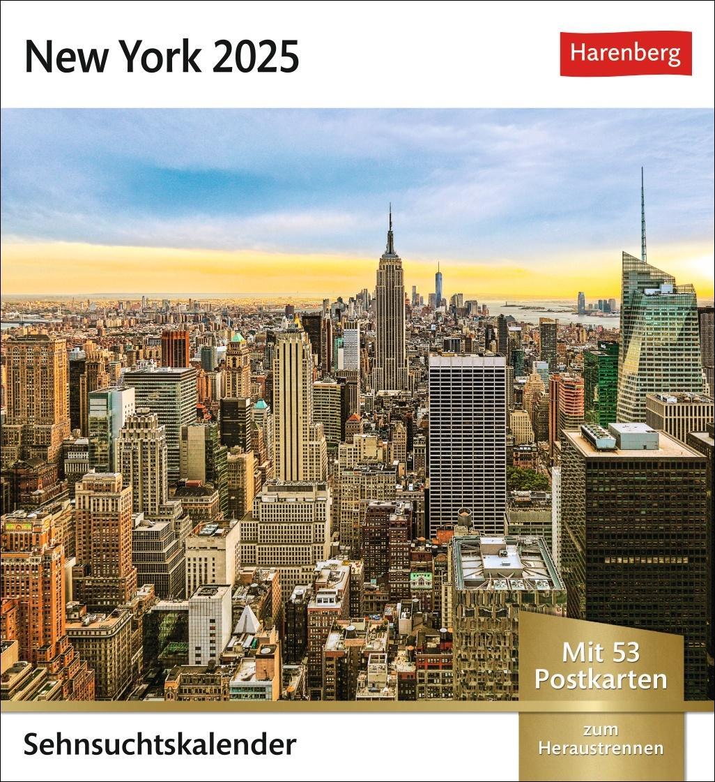 Cover: 9783840033407 | New York Sehnsuchtskalender 2025 - Wochenkalender mit 53 Postkarten