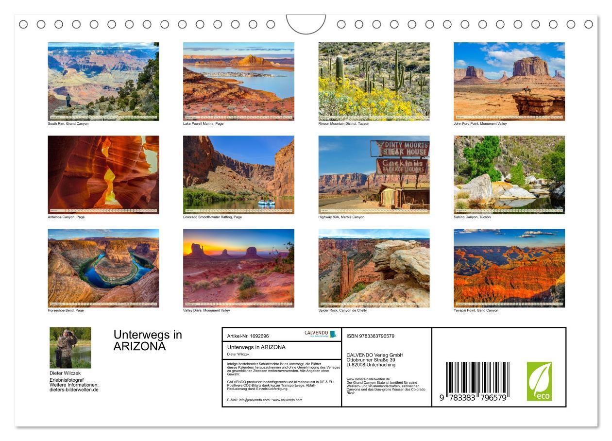 Bild: 9783383796579 | Unterwegs in ARIZONA (Wandkalender 2025 DIN A4 quer), CALVENDO...