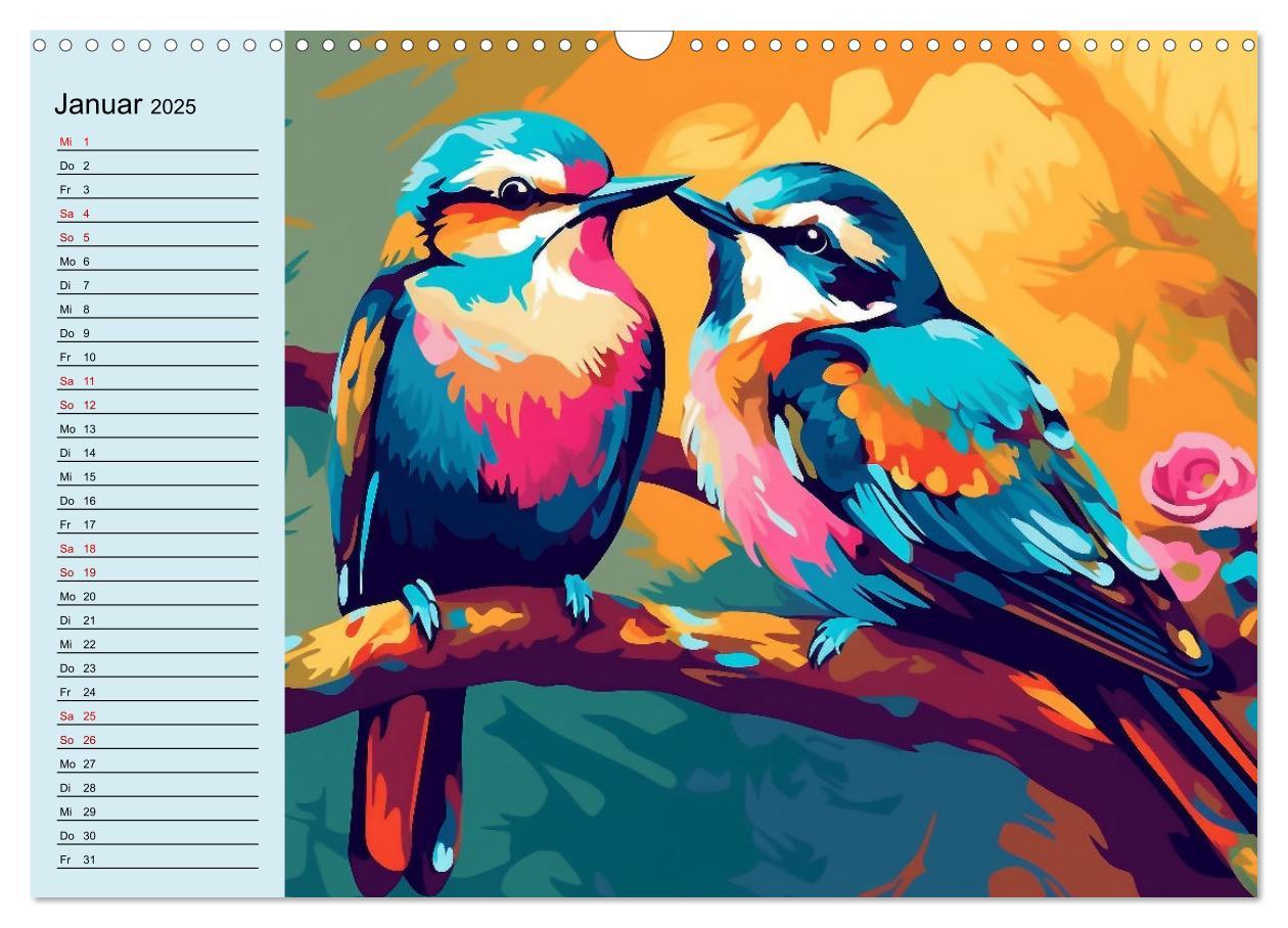 Bild: 9783383904257 | Kunterbunte Vögel (Wandkalender 2025 DIN A3 quer), CALVENDO...