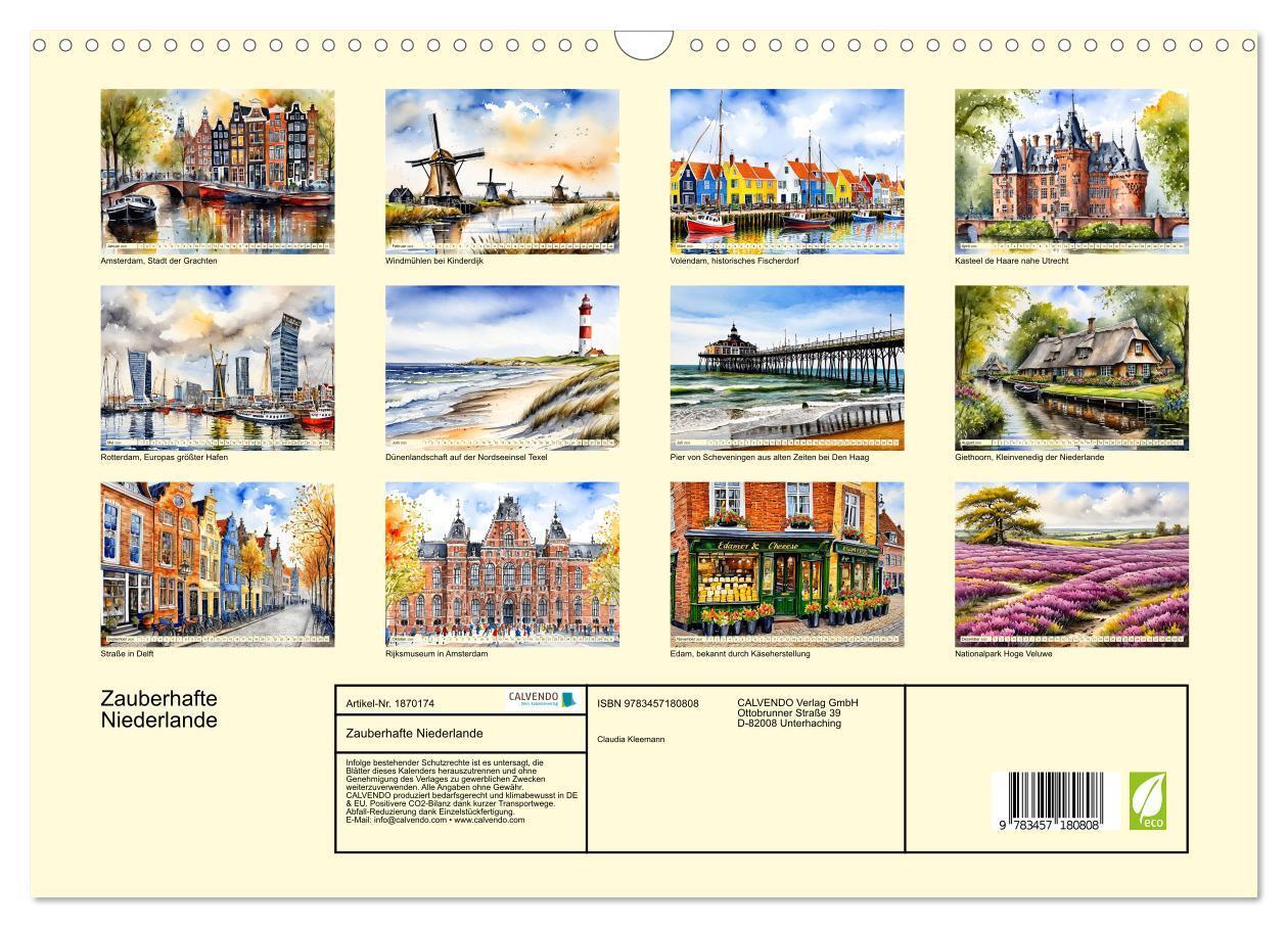 Bild: 9783457180808 | Zauberhafte Niederlande (Wandkalender 2025 DIN A3 quer), CALVENDO...